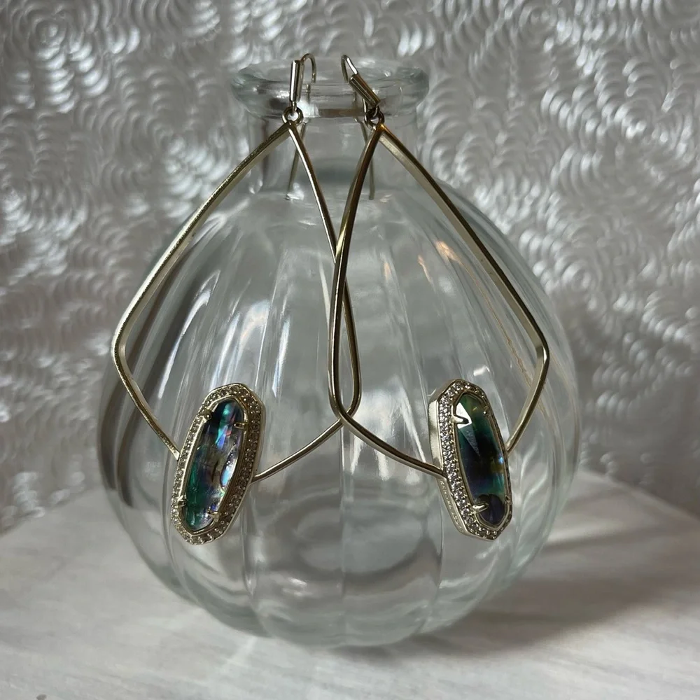 Kendra Scott Arianna Gold Drop Earrings in Abalone Shell - Picture 1 of 4